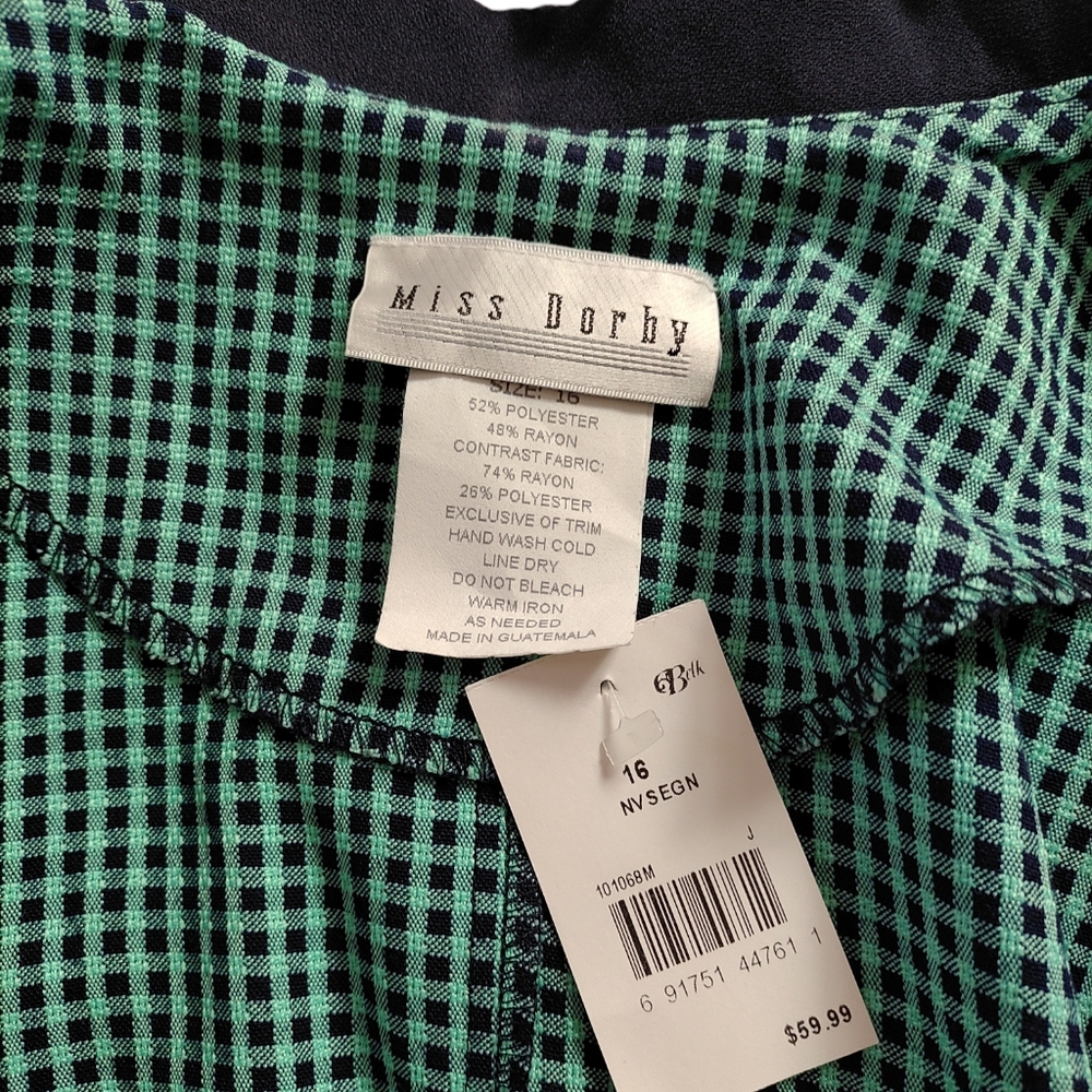 NWT Miss Dorby Padded Shoulders Green Short Sleeve Blazer Size 16 - Picture 3 of 3